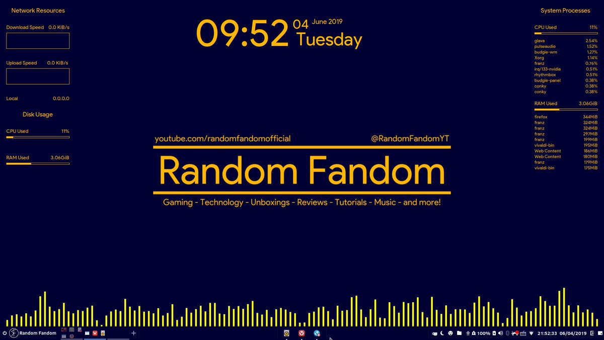 RFMG_Official's tweet image. My Linux Install! It&apos;s a work in progress...and it&apos;s already starting to look kinda like my Windows 10, but better!

#LinuxPorn #Conky #GLava #RandomFandom #FreeOpenSource #SolusOS #FFB600 #000032 #WindowsSucks #MicrosoftSucks #Windows10 #WindowsUpdates