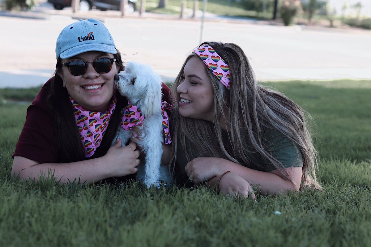 coastinthru's tweet photo. it’s hard being pride dog moms 🌈 https://t.co/8iGVH5AVXT