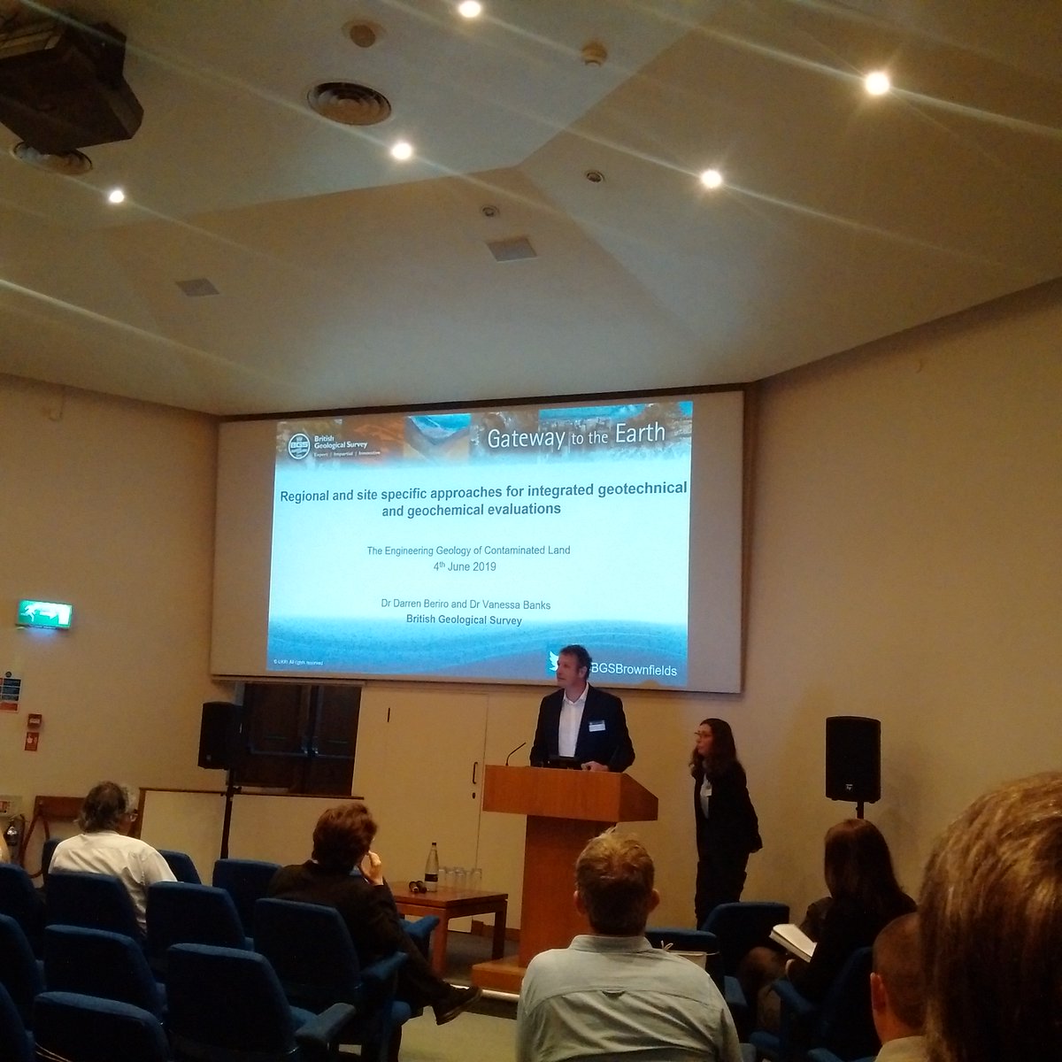 cpnathanail's tweet photo. @BGSBrownfields and #vanessabanks demonstrating the value of @BritGeoSurvey work to society @geolsoc #EGCL https://t.co/vjXqANlv39