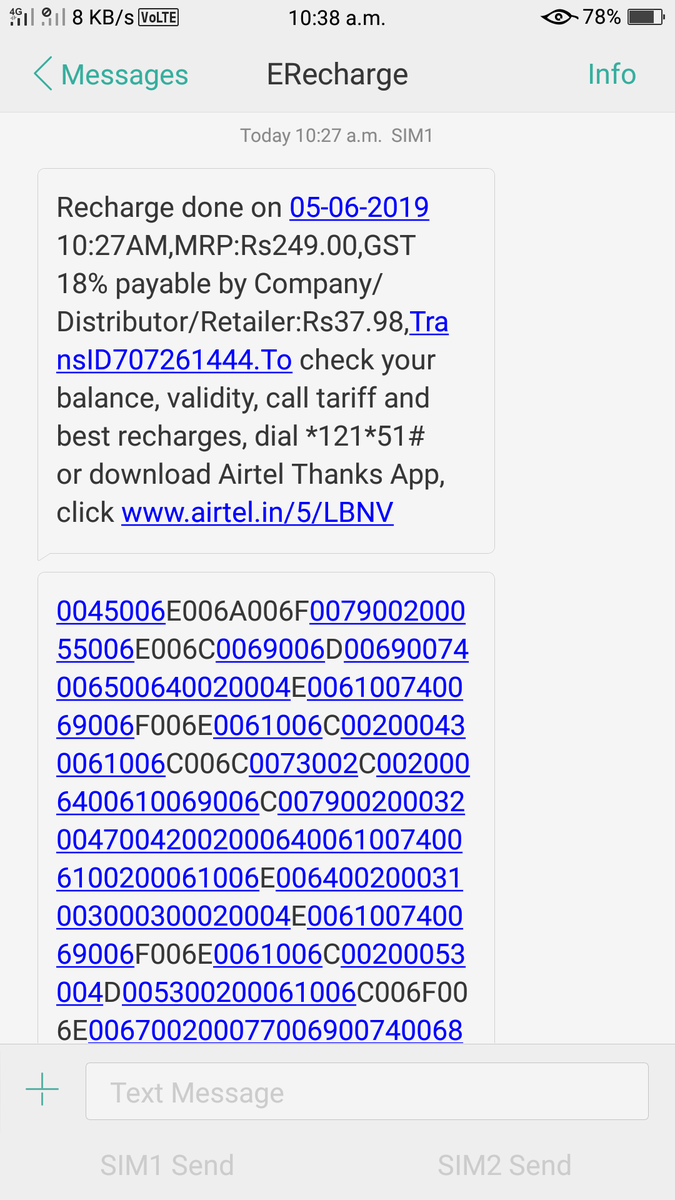 PratapR6's tweet photo. @Airtel_Presence @airtelindia  have recharged my airtel no. 9035308106 for 249(199).
However, the app is not reflecting the plan validity in the app. I'm not able to browse either. What the hell of a service is this?? https://t.co/wa36Wongwo