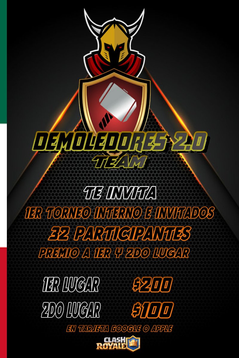 16 espacios disponibles,la fecha del torneo será el viernes 7 de junio (horario por definir)
Sólo Da RT y me gusta a este tweet.
También estamos buscando jugadores para nuestro equipo competitivo y para nuestro clan.proximamente recompensas en ladder #Smashemall Manda Md