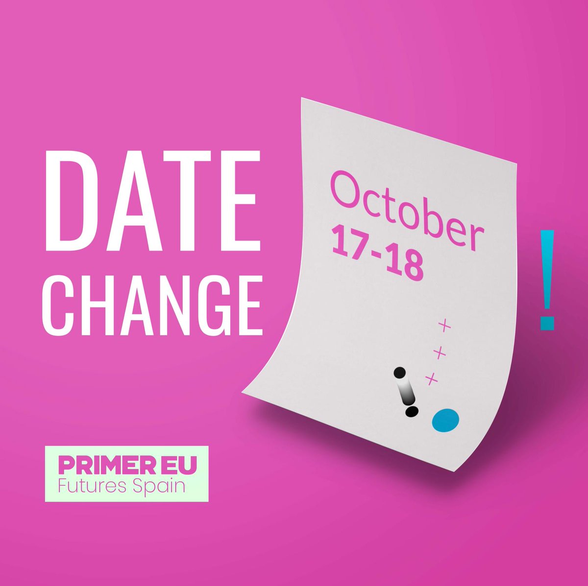 PrimerEurope's tweet photo. News! 📢 The dates of the event have changed, it will be the week before - the 17th and 18th October - but still a great time for a city like Madrid ☀️☀️. We apologize for the inconvenience.  #primereu19 #futuresforall https://t.co/MJXSIwDBh8