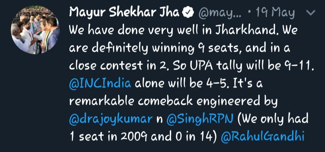 Yeah remarkable Come-back is such that they have come back to 2 seat from 9 which was your projection  @mayur_jha
