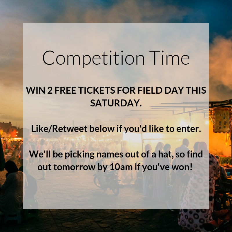 WIN 2 FREE TICKETS TO FIELD DAY THIS SATURDAY!! More details about the event here fielddayfestivals.com