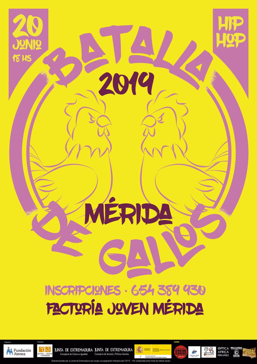 FundacionAtenea's tweet photo. La Batalla de Gallos de Mérida regresa un año más a lo grande.  Participa y demuestra tu ingenio improvisando. Será en la @FJ_Merida el próximo 20 de junio a las 18 horas. ¡¡¡Abrimos inscripciones!!! https://t.co/Zdl7c18H3Y
