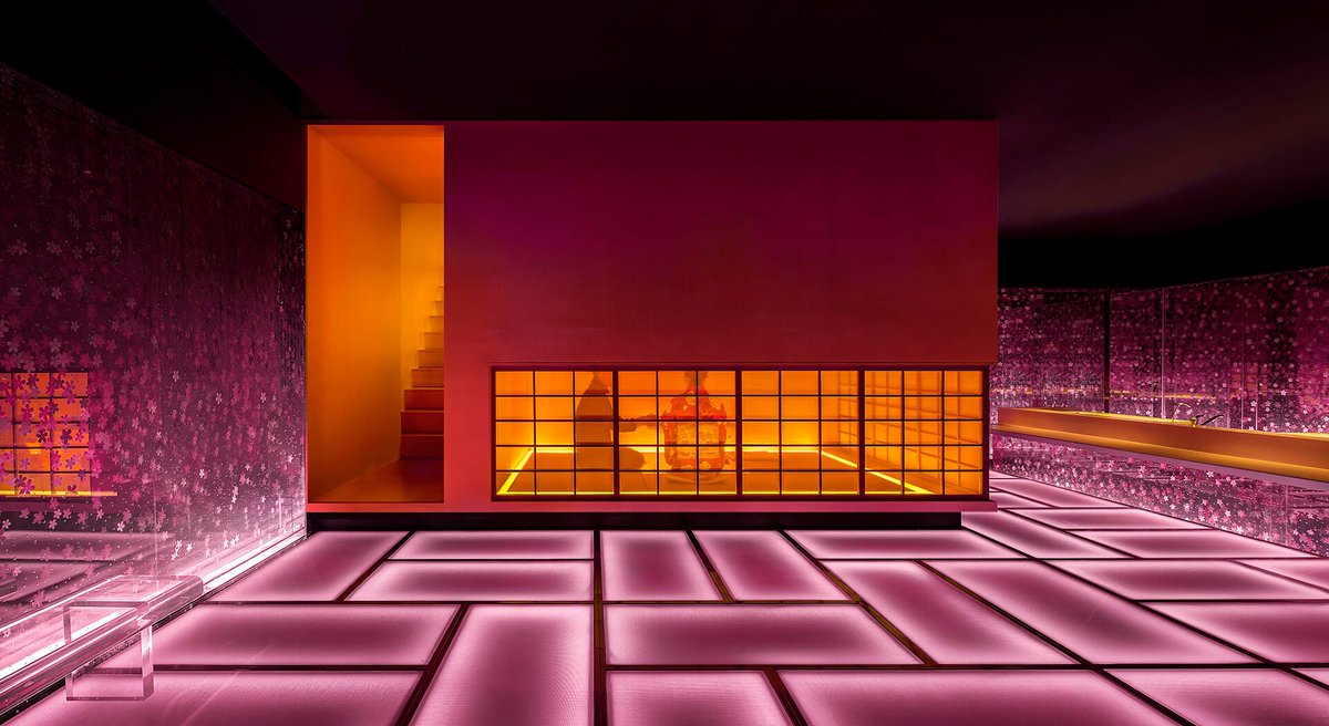 We love a bit of pink like these semi-transparent partitions and floors that adorn the 'omakase' restaurant in Shanghai ow.ly/Ovi850usOPj