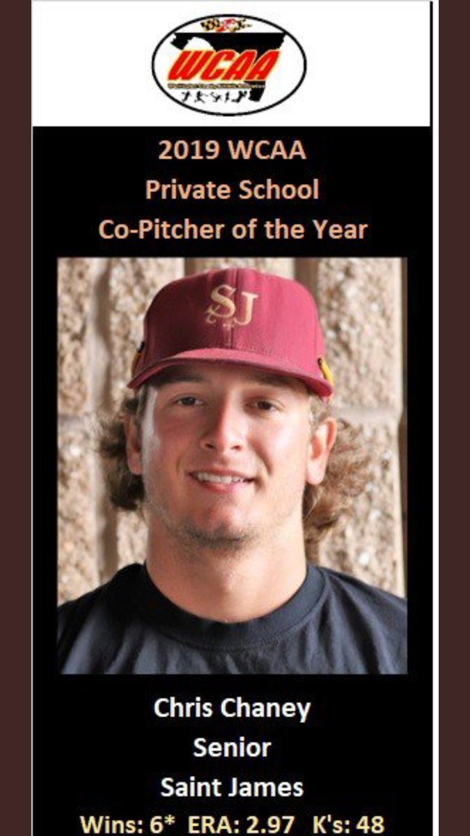 sjs_baseball's tweet photo. Chaney named 2019 WCAA Co-Pitcher of the Year https://t.co/o1KrcCSLgb