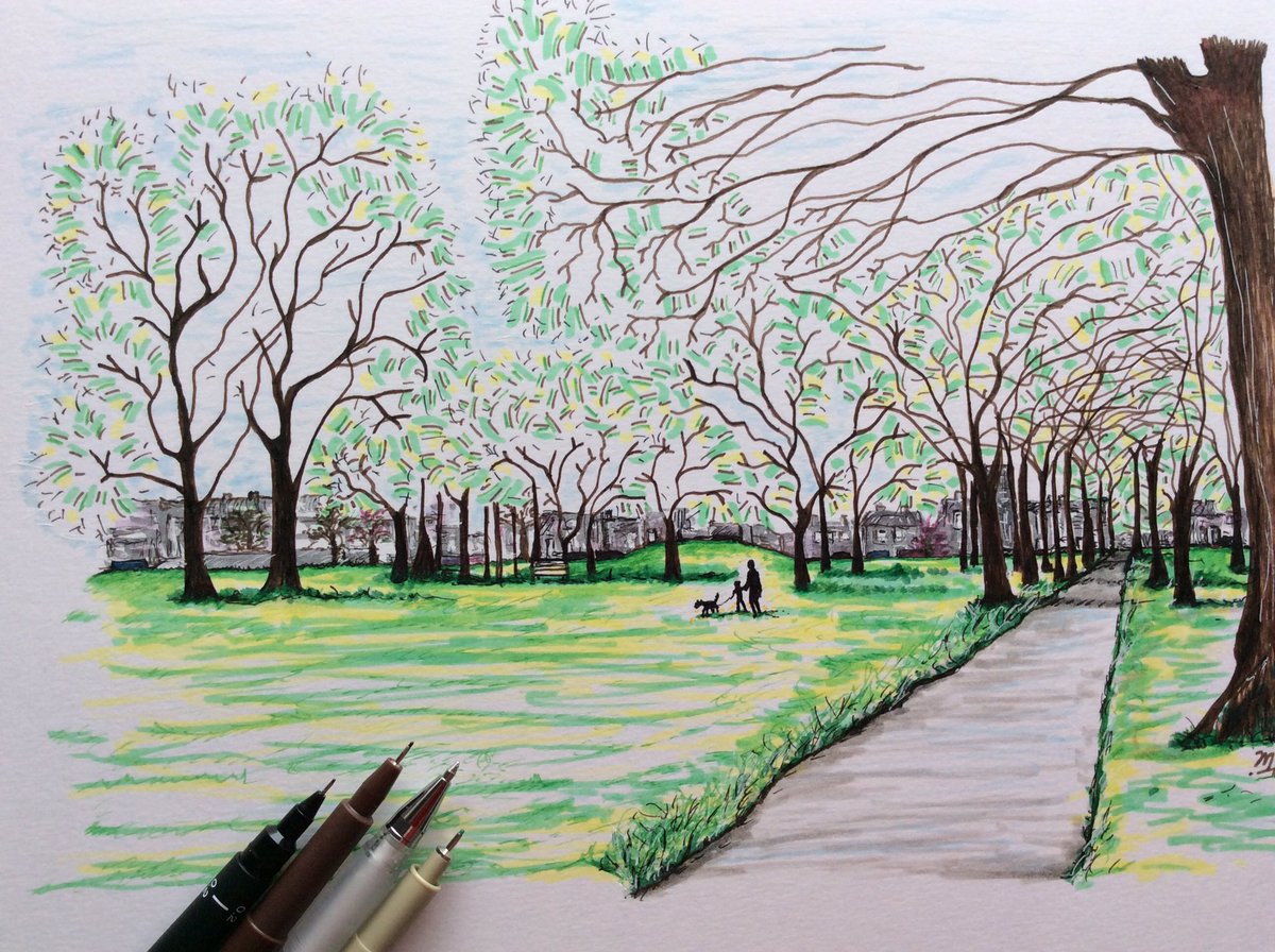 EdinburghFoxInk's tweet photo. #ink #illustration continues #Leithlinks #Edinburgh #walkingthedog #dog #walker #walkingwithdaddy #drawingleith https://t.co/I6MeV1B0Gk