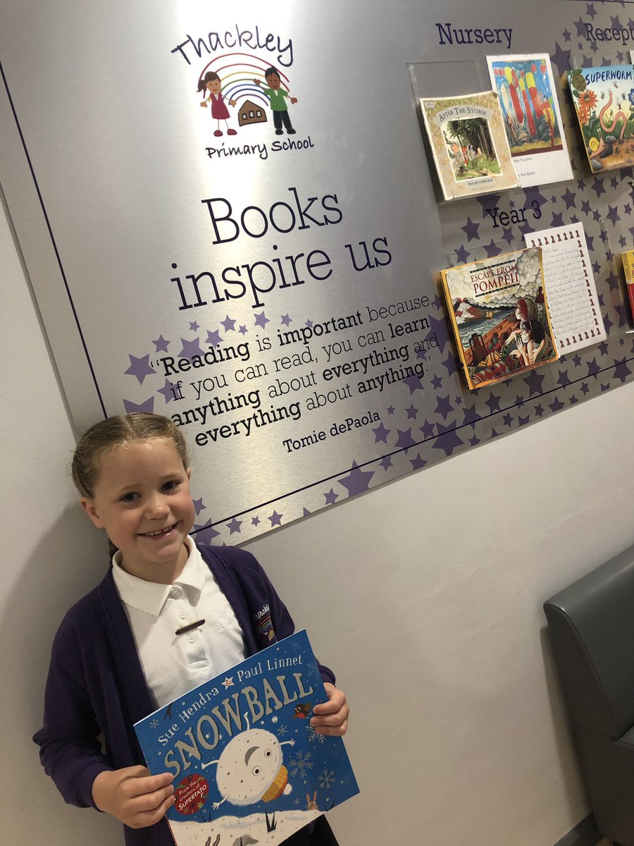 ThackleyPrimary's tweet photo. Eva was excited to meet @suehendra &amp; @PaulLinnet who both signed a copy of their book which she has donated to our school library! #WeLoveReading 📚 #ThanksEva #MeetTheAuthor #MeetTheIllustrator https://t.co/Dzk0v8aSEh