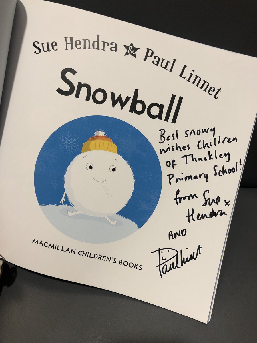 ThackleyPrimary's tweet photo. Eva was excited to meet @suehendra &amp; @PaulLinnet who both signed a copy of their book which she has donated to our school library! #WeLoveReading 📚 #ThanksEva #MeetTheAuthor #MeetTheIllustrator https://t.co/Dzk0v8aSEh
