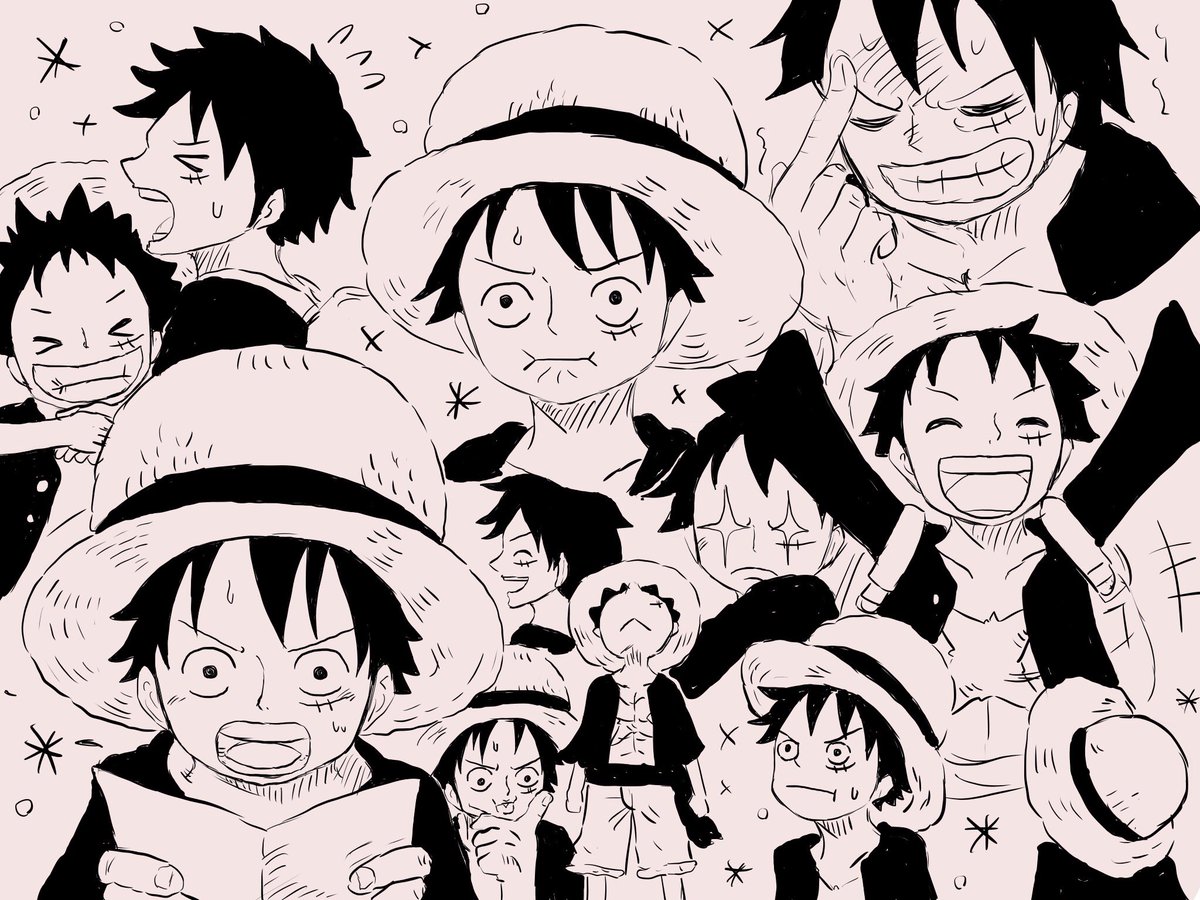 かりんとう En Twitter モノクロ練習 ゾウ編で好きなルフィ 一部 全部分かる人いるかな いそうだな