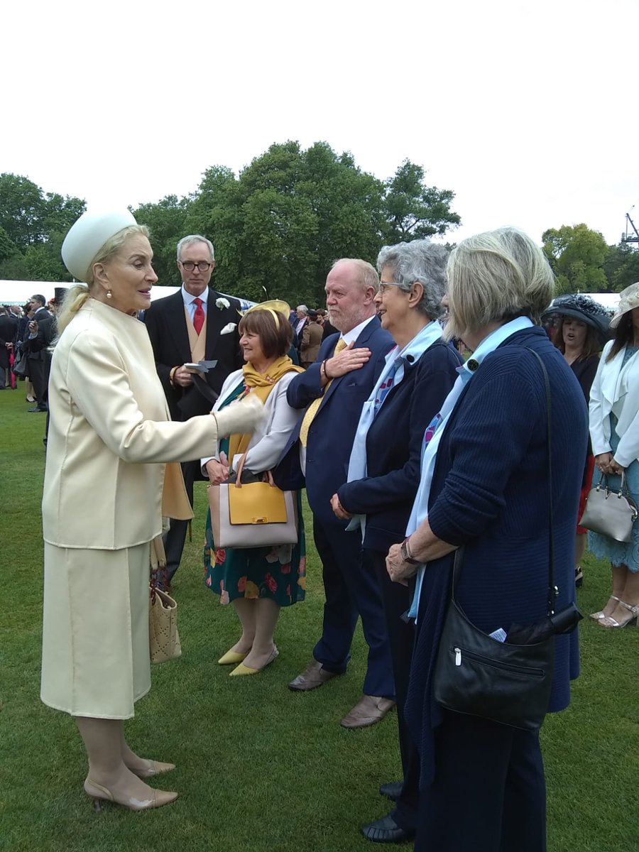 Ros and <a href="/pat_mayle/">Pat Mayle MBE</a> attended the Queen's Garden Party last week to celebrate #QAVS2019.

A big thank you to members of <a href="/TrefoilGuild/">Trefoil Guild UK</a> for your support of #ComfortBags. Without your help we wouldn't have been able to help so many people and receive a @QueensAwardVS