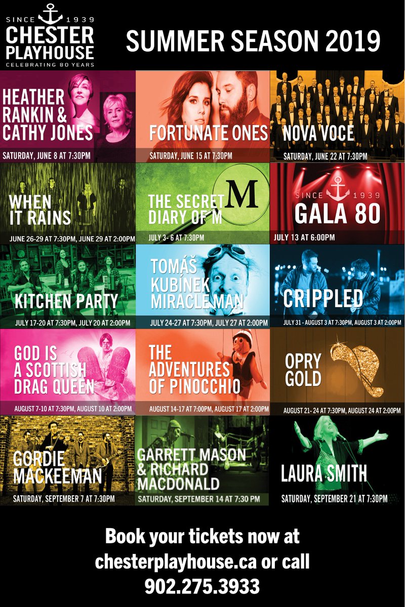 This year's Summer Season has something for everyone!!!! Visit chesterplayhouse.ca for more details on what the summer has to offer.