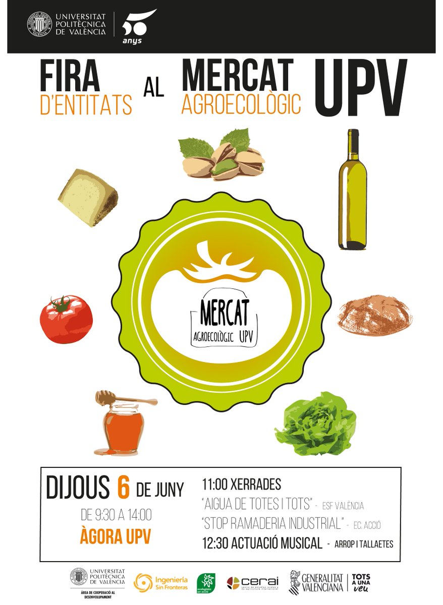 ccd_upv's tweet photo. Mañana es Jueves y sabéis lo que toca no?!
#MercadoAgroecológico en el Ágora de la @UPV 
Además, esta vez nos acompañará la "Fira d'Entitats"!!!

@ONGD_CERAI @Totsauna @isf_valencia @federacionISF @ecologistespv @ecologistesVcia https://t.co/N3BNKxBaaP