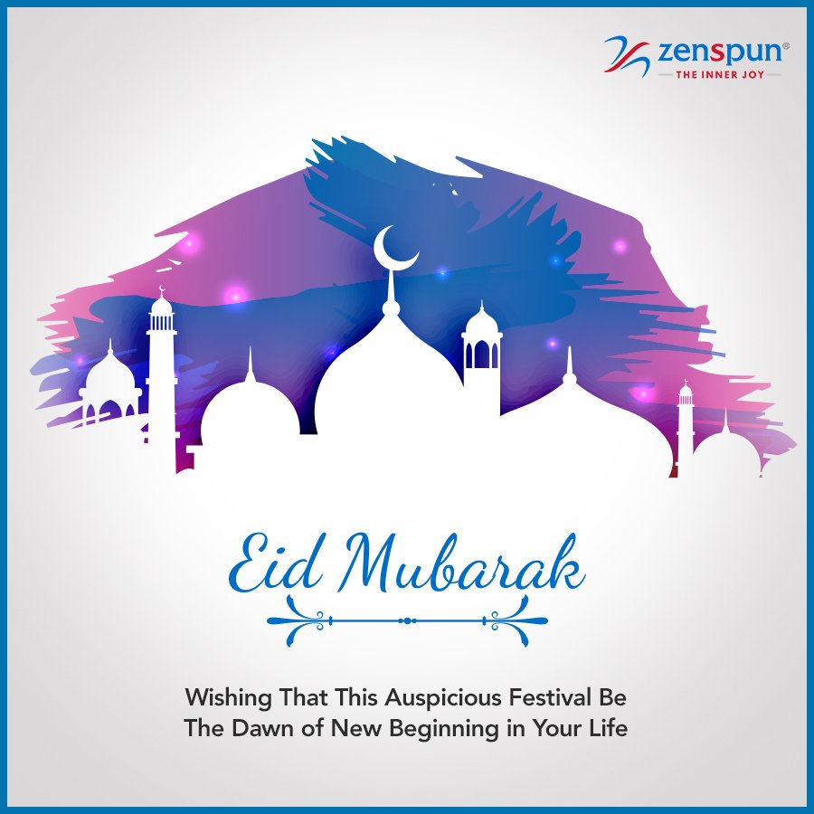 ZenSpunIndia's tweet photo. With the blessings of the Almighty fill your heart with hope and happiness and forget the all the sorrows of your life. Enjoy the beautiful moments with your loved ones. #EidMubarak to one and all from #Zenspun https://t.co/Il6iXdNJyR