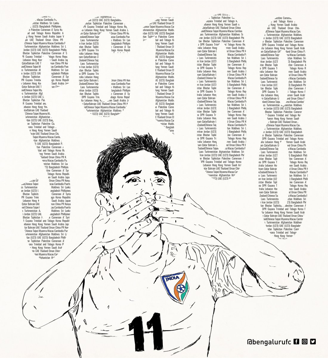 bengalurufc's tweet photo. Captain. Leader. History Maker! With his 108th appearance for @IndianFootball, @chetrisunil11 becomes the most capped player for our country. 🇮🇳#CUWIND #CaptainFantastic https://t.co/TI8eI3VU5j