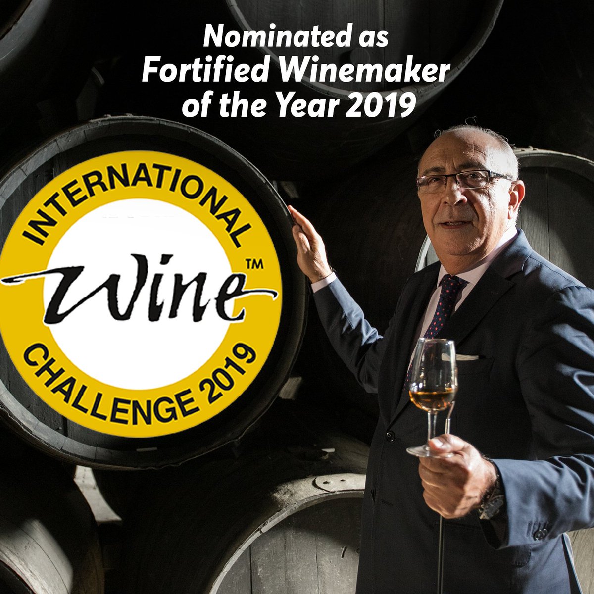 TioPepeWine's tweet photo. We are very happy 😀 to share that our Sherry winemaker Antonio Flores  has once again been nominated for Fortified Winemaker of the Year 2019 by @WineChallenge and Cuatro Palmas nominated for Champions of Champions.
#IWC2019 https://t.co/p3XuboO3U3