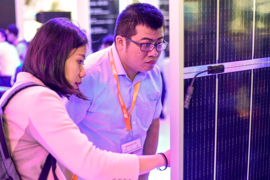 pvmagazine's tweet photo. Another busy day at #SNEC in Shanghai! Stop by booth W5 692 and say hi to the team! https://t.co/qff3L18nd4