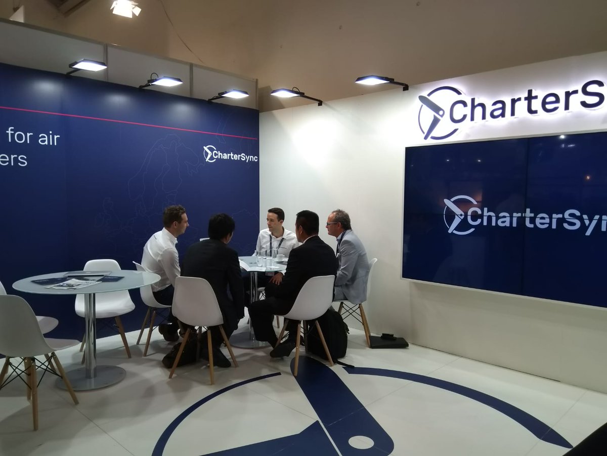 CharterSync's tweet photo. First productive meeting of the day well under way. #AirCargoEurope #ACE2019 #transportlogistics https://t.co/iCJ8LGix3l