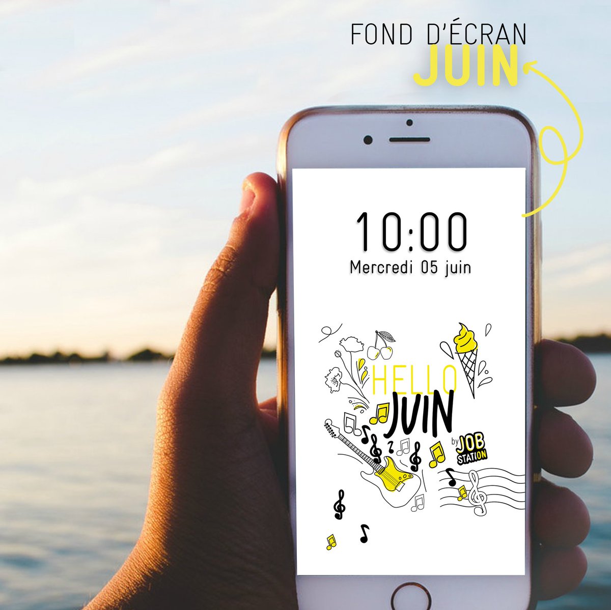 JobstationFR's tweet photo. Hello JUIN_ 👋
Illuminez votre smartphone en téléchargeant votre fond d'écran Jobstation du mois sur notre compte Instagram @jobstationfr ✌️ #fonddecran #jobstation #hellojuin #auplusprèsdesestalents https://t.co/K7MOywRD3K