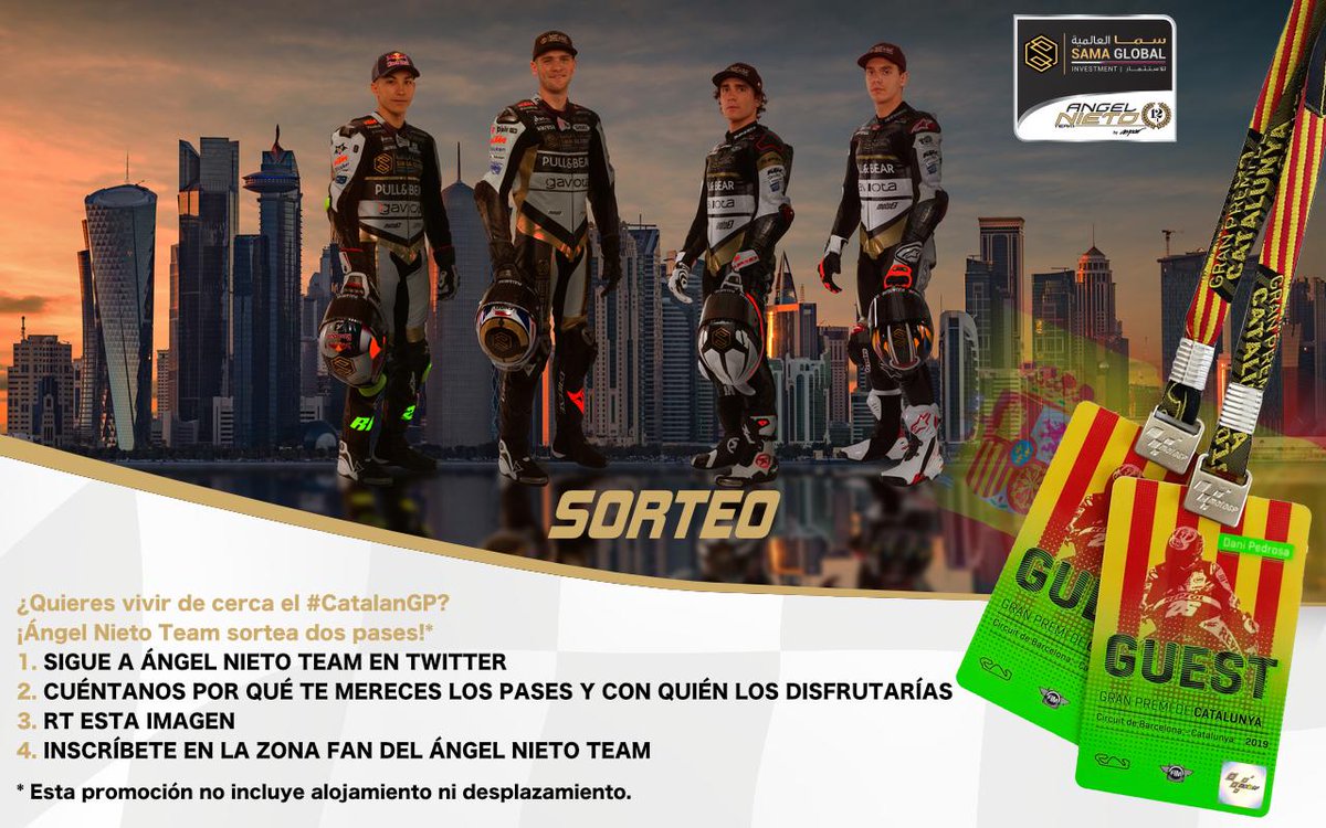 AsparTeam's tweet photo. ¿Quieres ganar dos pases para Barcelona? ¡Esta es tu oportunidad! 

1⃣ Sigue a @AngelNietoTeam 
2⃣ Cuéntanos por qué te mereces los pases y con quién los compartirías
3⃣ RT esta imagen
4⃣ Regístrate en https://t.co/KtYhGjgapS https://t.co/ndcPOkNVeF