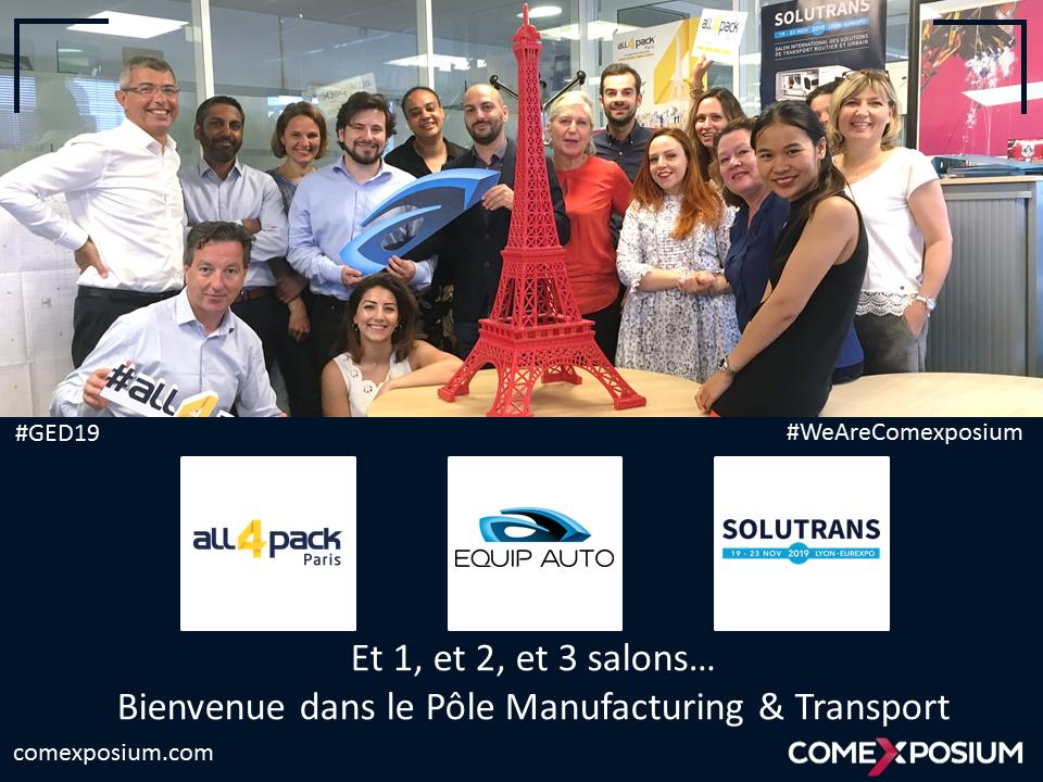EQUIP_AUTO's tweet photo. The whole #EQUIPAUTO team wishes you a happy Global Exhibition Day ! A big shout out to all the teams and people who make our events such big hits ! #GED19 #WeAreComexposium @comexposium https://t.co/tYy3CUIin8