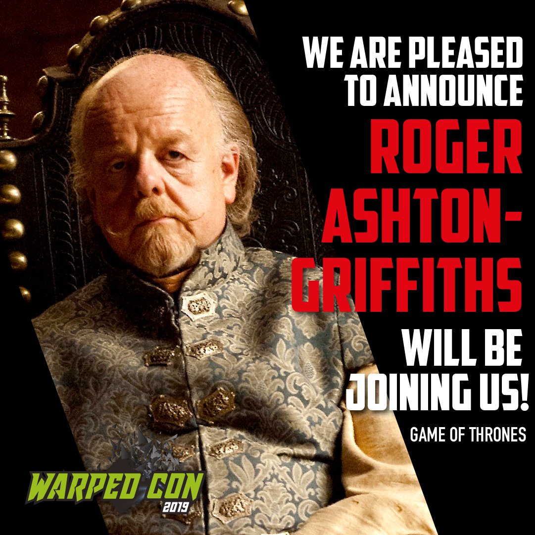 WarpedCon's tweet photo. An actor that needs no introduction in the GoT world, the incredible Roger Ashton-Griffiths aka Mace Tyrell adds to our "growing" GoT guest list #GOT #RossMullanWhitewalker #Syrio Forel #macetyrell #TrystaneMartell #evenmorearecoming #whoisnext? https://t.co/vpQhd5JCui