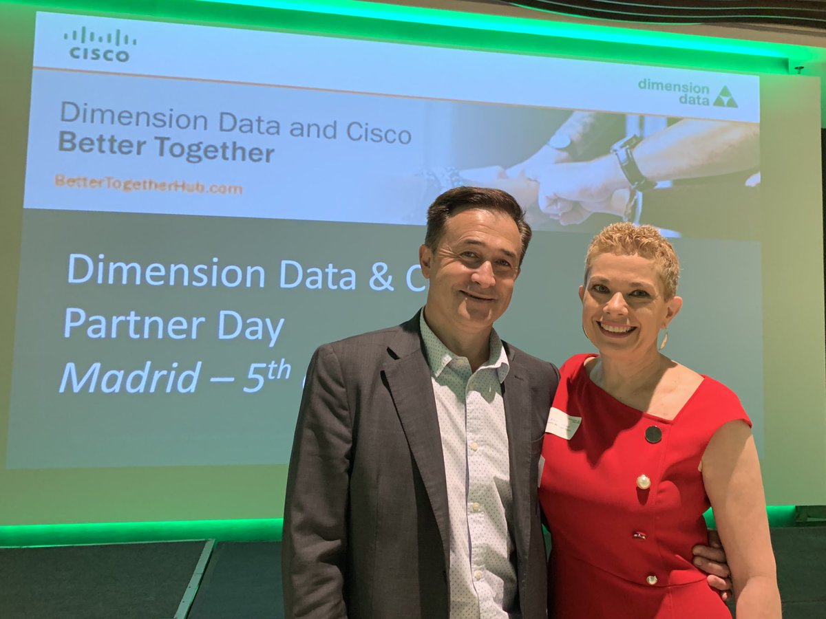 DulceRabassa's tweet photo. #DimensionDataPartnerDay
#PowerForSuccess : @DimensionDataES & #Cisco @cisco_spain #BetterTogether
Andreu Vilamitjana @AVilamitjanaP & Araceli Pedraza
#CiscoPartnerES #CiscoPartners #CiscoSouth #BeTheBridge
#Digitaliza #CiscoCDA
#WeAreCisco #LoveWhereYouWork https://t.co/E53xibc2ak