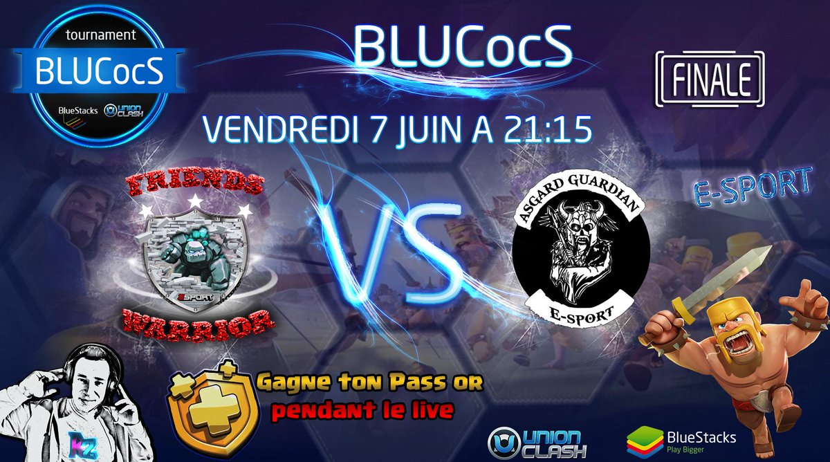 union_clash's tweet photo. BlueStacks France vous fait gagner un Pass or 🔶lors du live de la finale du Tournoi BLUCocS, on compte sur votre présence.
🔗https://t.co/lTTpFGJ7lf
N'hésitez pas à retweet 🔁 et aimé ♥️ ce tweet.
#ClashOn #ClashOfClans #Coc #Skin #PassOr https://t.co/9CJBD84D0C