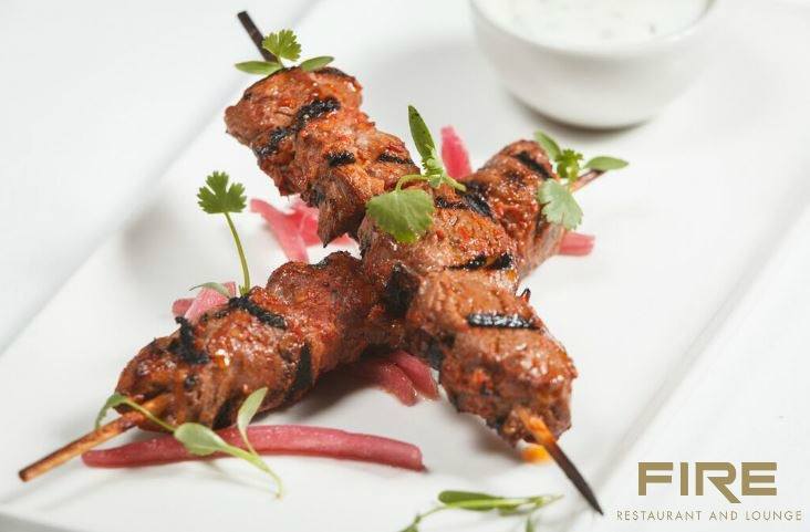 FIRESteakhouse's tweet photo. Have you tried our Spiced Irish Lamb Skewers? Chargrilled lamb fillet, served with miso and mirin mayo. Tasty! 😋 #firerestaurant https://t.co/puQ4N9ZCnM