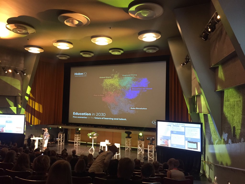 SandraAerikkala's tweet photo. ”Perinteinen koulutus tulee disruptoitumaan” sanoo @beevirtanen #ProComDay #HolonIQ #viestintä https://t.co/tMYt76Thtg