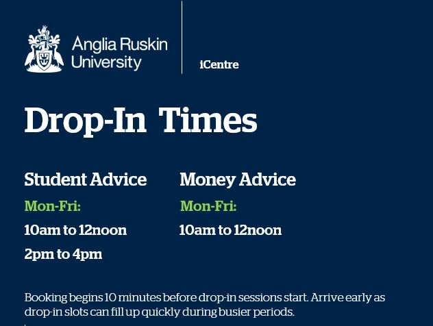 ARUiCentre's tweet photo. It may not be term-time but we are still here to help! Make sure you make the most of our services. #ARUstudentservices #ARUiCentre @ARU_StudentServ @AdviceARUSU @AngliaRuskin @ARU_Business @FHEMS_ARU @ARU_AHSS @aru_fse https://t.co/nncwdO6tC4