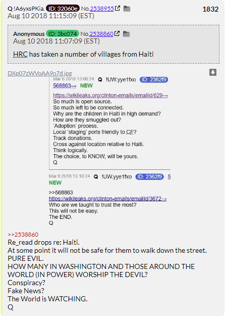 64. QDrop 1832 goes back to Haiti and brings up the Democrats worshiping Satan cause when you can't reveal to us the truth about Haiti it's time to bust out Moloch.
