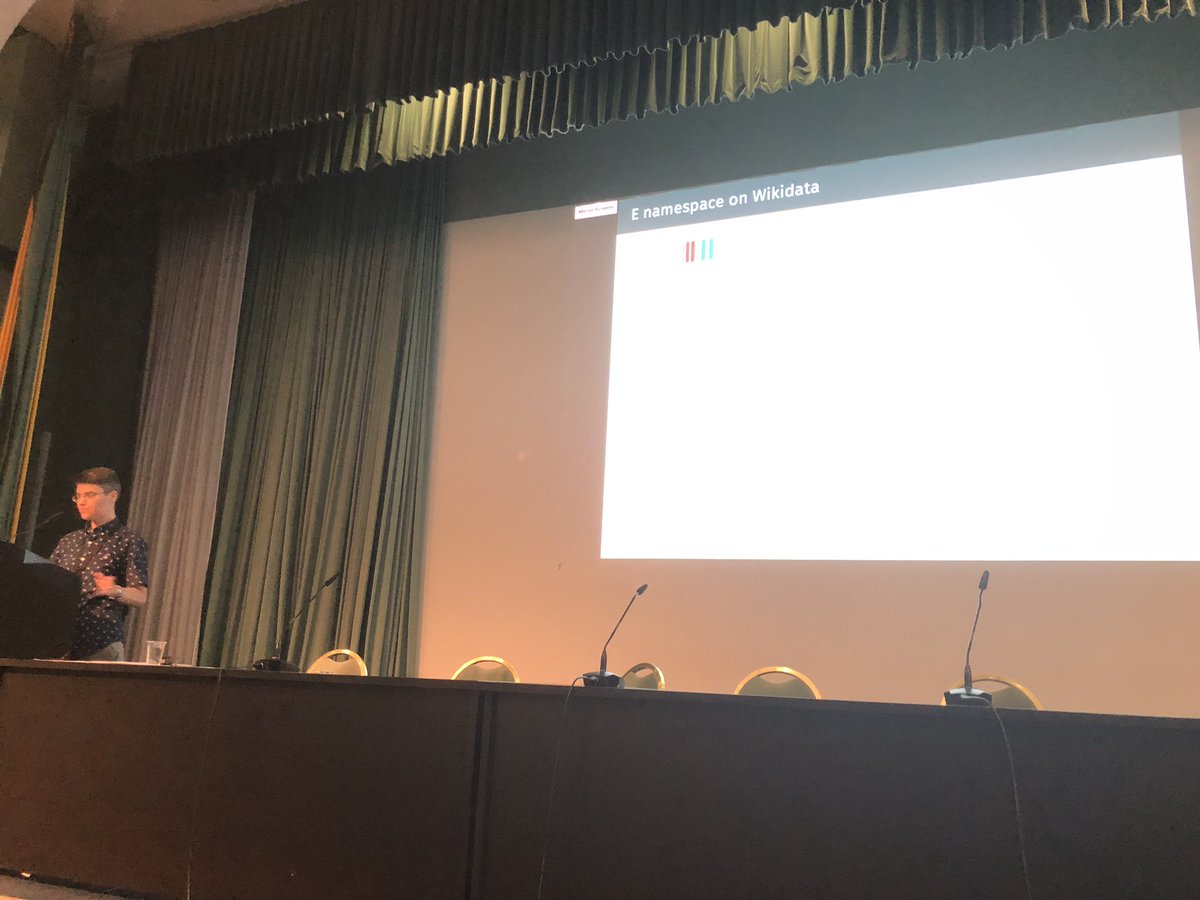 pgroth's tweet image. Katherine Thornton presenting shex schema sharing on @wikidata since last Tuesday #eswc2019