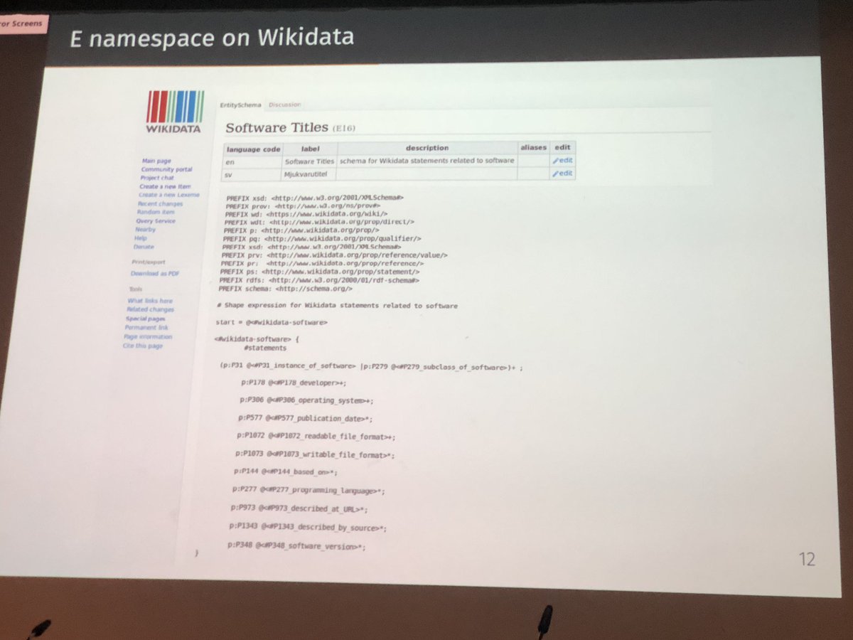 pgroth's tweet image. Katherine Thornton presenting shex schema sharing on @wikidata since last Tuesday #eswc2019