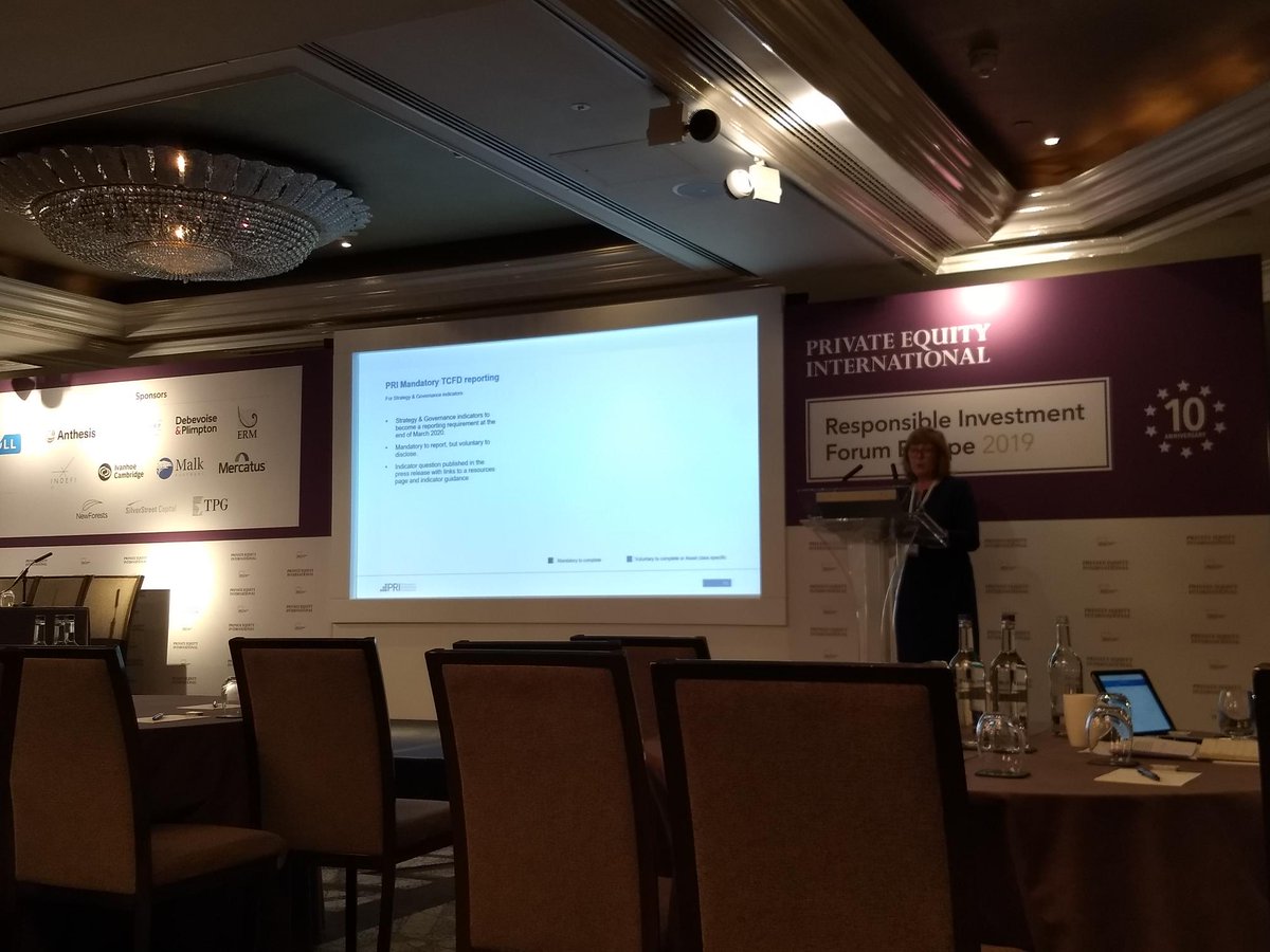 anthesis_group's tweet photo. Today at #RIForum - @PRI_News reaffirm their focus on climate change, and will be introducing mandatory TCFD aligned-reporting for signatories by March 2020. @PEI_news https://t.co/OIhueIWUAA