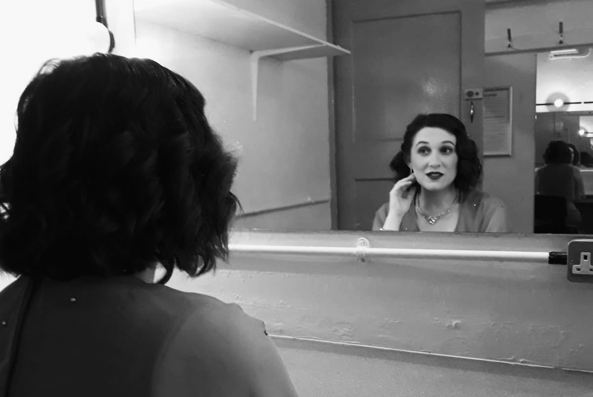 EdinaHadley's tweet photo. Freda Caplan is ready for this evening’s dinner party. Expect the plenty of bright remarks and sandwiches. 🥂 
Dangerous Corner, directed by the coolest director ever, @BiigMonkee , opens tonight at The Old Rep. 🎉 
#actor #actorslife #actortraining #dramaschool #priestley https://t.co/oUgY2GZjfd