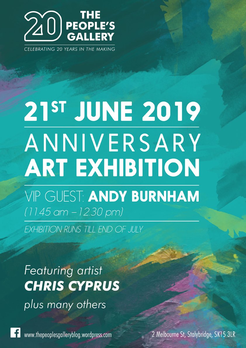 Art lovers! Please come along and celebrate our 20th Anniversary, with Mayor Andy Burnham #art #stalybridge