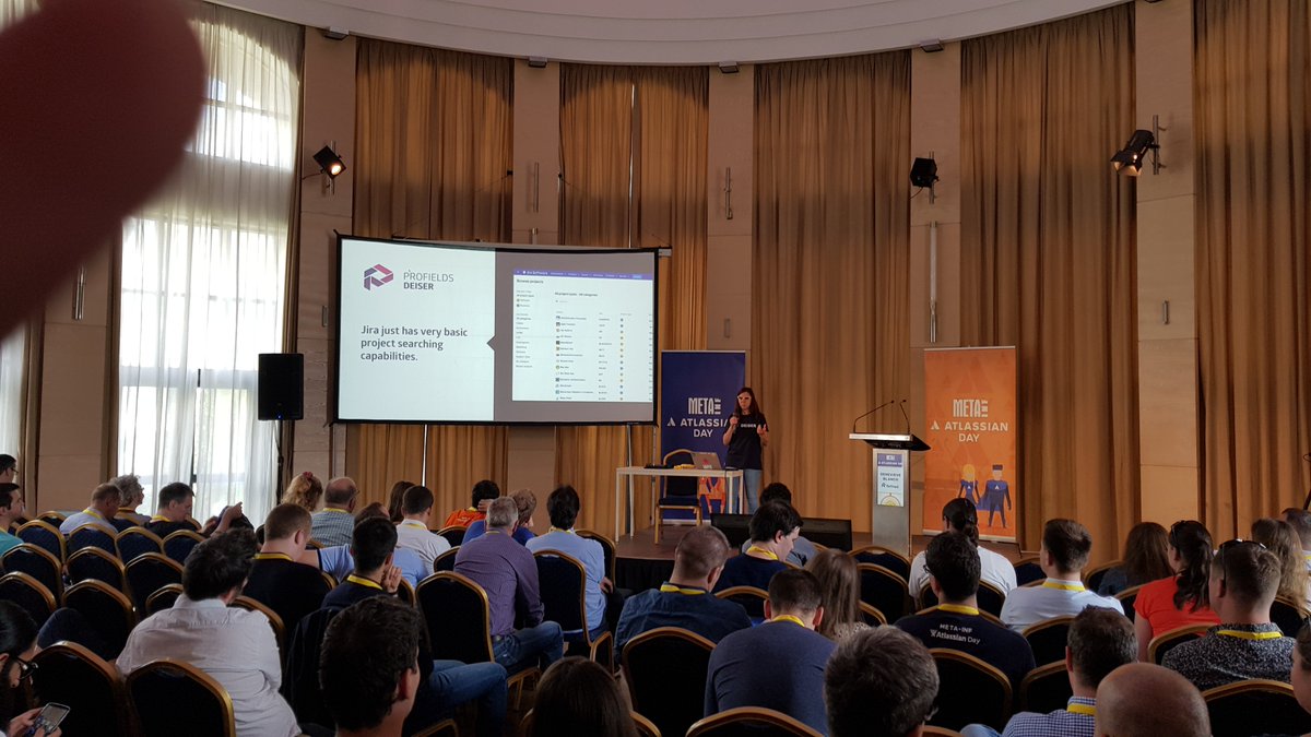 deiser's tweet photo. @metainf @atlassiancom @lauBrubio @FedeBaronti .@lauBrubio on her presentation about Profields, showing the best practice on how to build a #ProjectCentral in #Jira at @metainf #AtlassianDay https://t.co/8recZB5icE #AtlassianCommunity https://t.co/3xdBwLhvPH