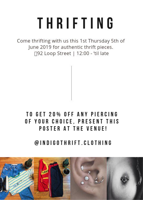 Indigo_thrift's tweet photo. Cape Town wossop 📢📢

Our First Thursday on First Thursday in the mother city 🔓 

Don't miss out 😉🍃

#thriftculture #thrifting #piercings https://t.co/o7bxXYCzez