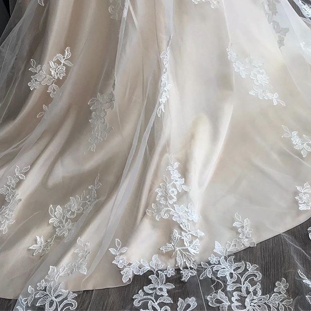 Aw love details - so stunning on <a href="/ellisbridals/">Ellis Bridals</a> 12285 the lace appliqués over the satin slip 👗 bit.ly/2JXSG7C