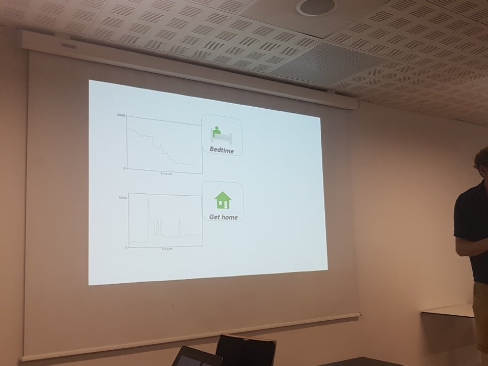 RuthMourik's tweet image. @P_Grunewald presenting about tea kettle spikes and other things and activities in metered profiles and learning about what people enjoy when #usingless #energy #eceee2019