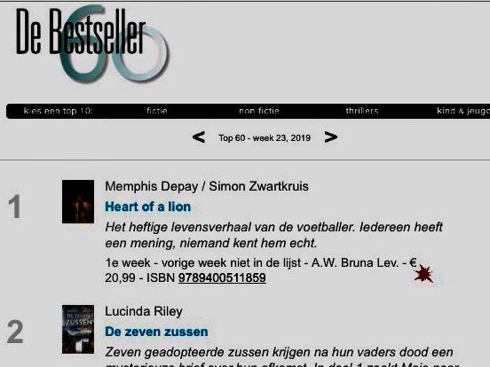 simonzwartkruis's tweet image. YES!!! 🔥🔥🎉🎉🍾🍾
Heart Of A Lion dendert @DeBestseller60 binnen en hoe: meteen met stip op 1️⃣!
Dat vieren we met verloting van speciale exemplaren. ReTweet en maak kans op door @Memphis gesigneerd boek.
Met grote dank aan alle lezers! 🤠😎
