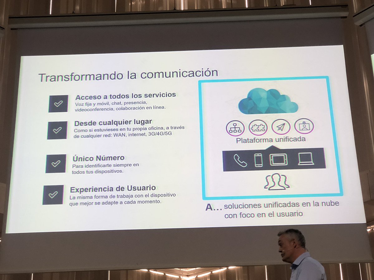 IngensNetworks's tweet photo. Nos introducen demo de transformación del puesto de trabajo con @Telefonica y su solución propietaria conocida como #flexUSER, plataforma donde podremos UNIFICAR TODO EL PUESTO DE TRABAJO @eglezcaso @diegorh #flexweek https://t.co/850dG1vUvQ