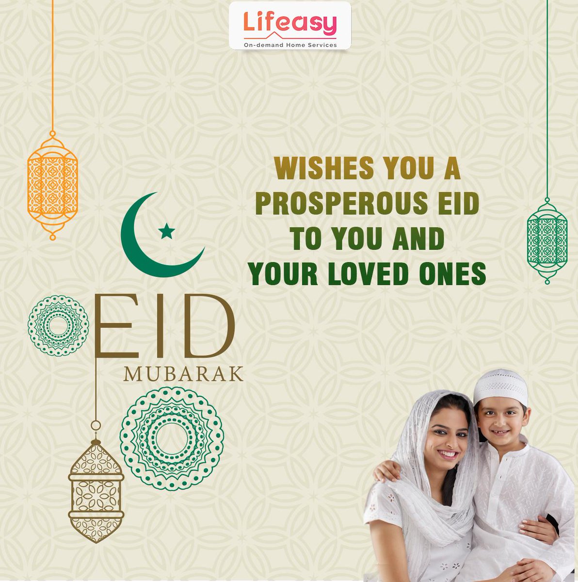 lifeasyin's tweet photo. "May Allah bring you joy, happiness, peace and prosperity on this blessed occasion. Wishing you and your family on this happy occasion of Eid! Eid Mubarak!"

#Eid_Mubarak #Lifeasy #Home_Service https://t.co/oC9IuID03p