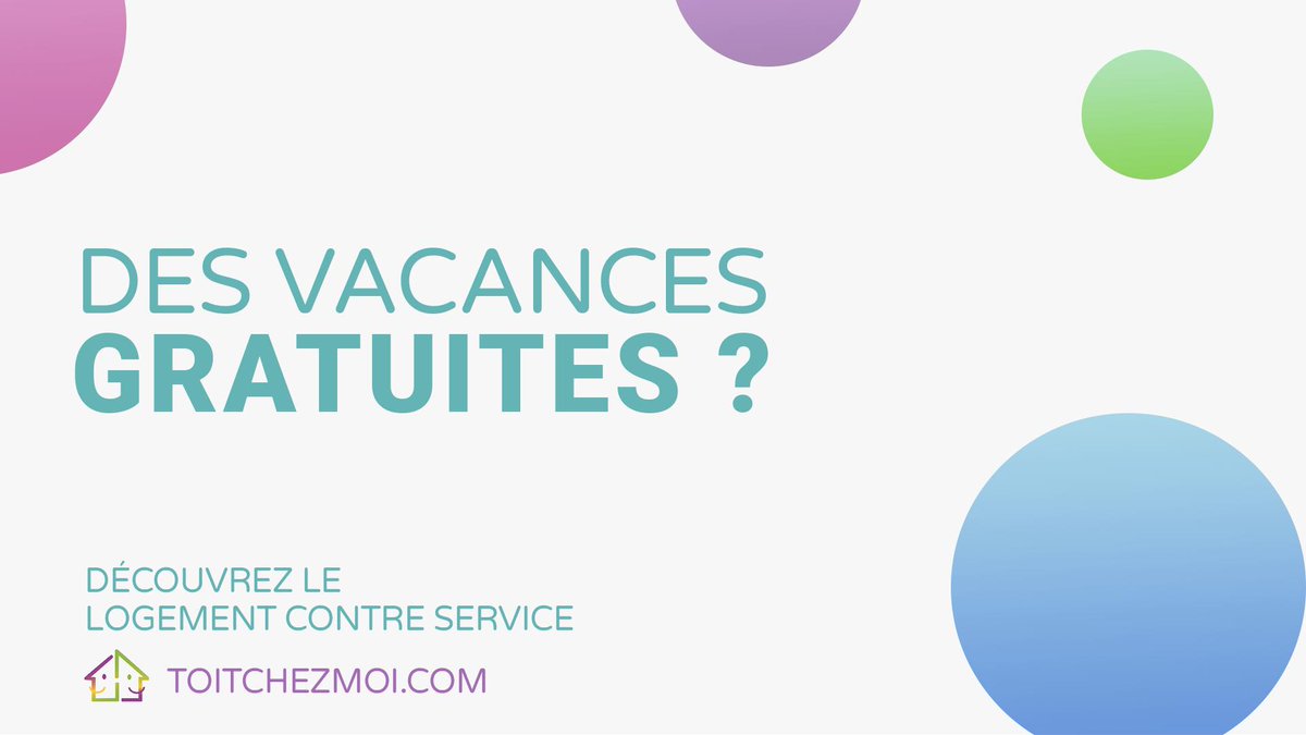 Des #vacances gratuites ? Et pourquoi pas, tentez l'expérience logement contre service ! ☀️

👉 Découvrez le #Logement contre #Service, rendez-vous sur ToitChezMoi.com