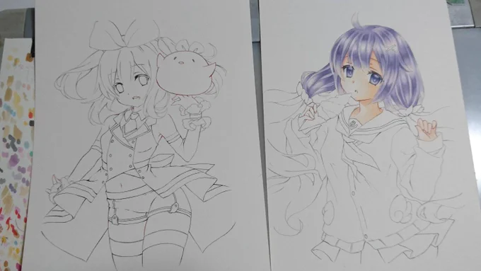 金曜までに2枚ともできたら暑いことだし同じサイズで水タマと水コロたん描こうと思ってたんですよ…思ってたんですけど全然進まないっていうね…😂😂 