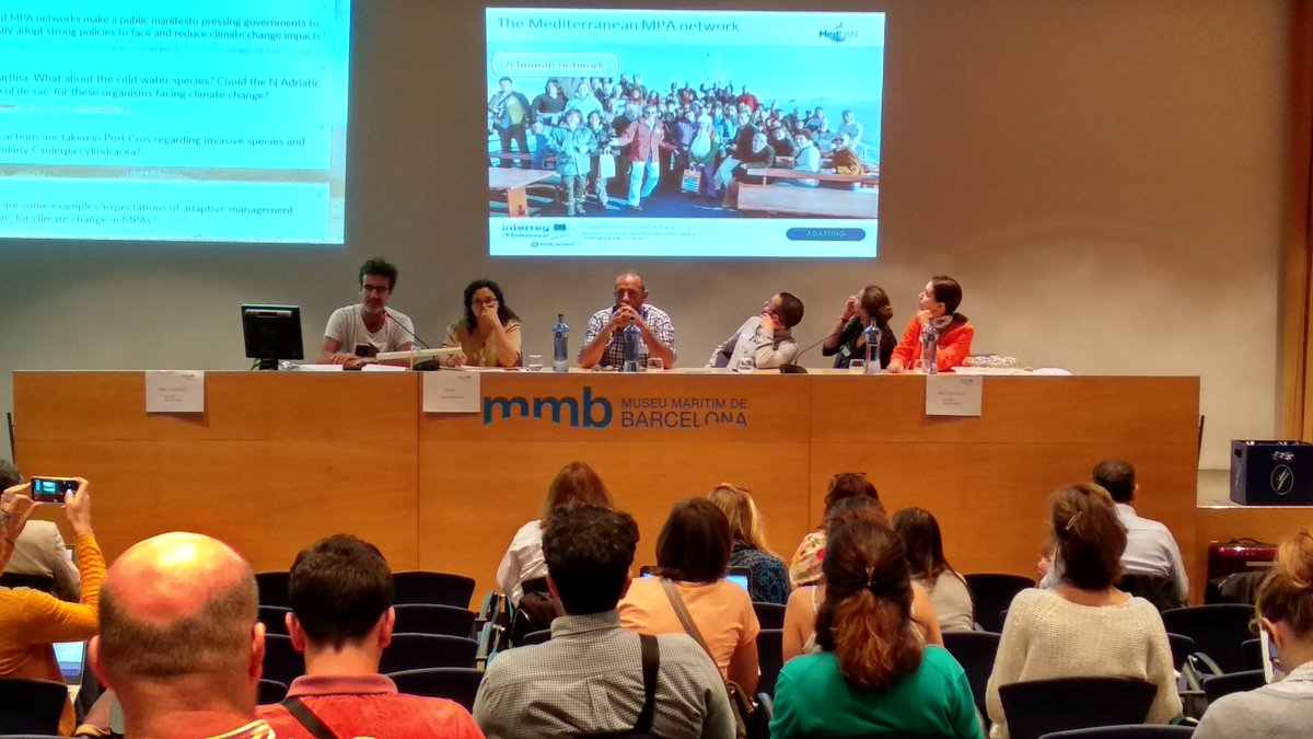 MPA_adapt's tweet photo. Now we talk about #adapting MPAs to climate change, with M. Periache (@PNPC83), JM Culioli (Corsica), M Hervat (@npbrijuni), L Merotto (@Amp_Portofino) & P Vignes (@MedPAN). Moderator: Mar Otero (@IUCN_Med) #MPAdapt #MPAConference @MEDProgramme @MEDCommunity3_2 https://t.co/1PMkGe53Ei