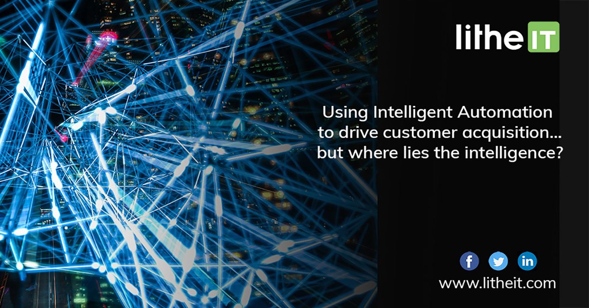 litheit's tweet image. Using Intelligent Automation to drive customer acquisition…but where lies the intelligence? Check out our new blog post by Brendan McNabb, Chief Business Development Officer @litheit - bit.ly/2Wr33r2

#IntelligentAutomation #LitheIT #LitheITBlog