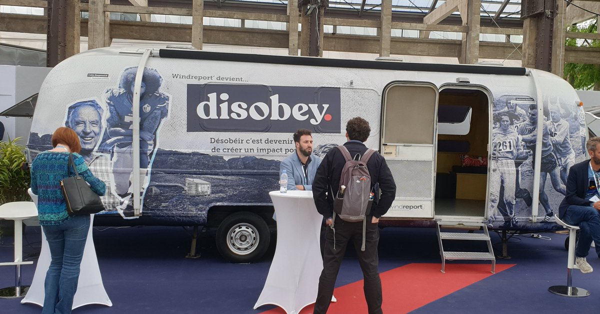 web2day's tweet photo. "Désobéir, c'est devenir libre de créer un impact positif" ➡️ punchline sur la caravane @agencedisobey - ex #Windreport - au @web2day https://t.co/wktTZpyVXI
